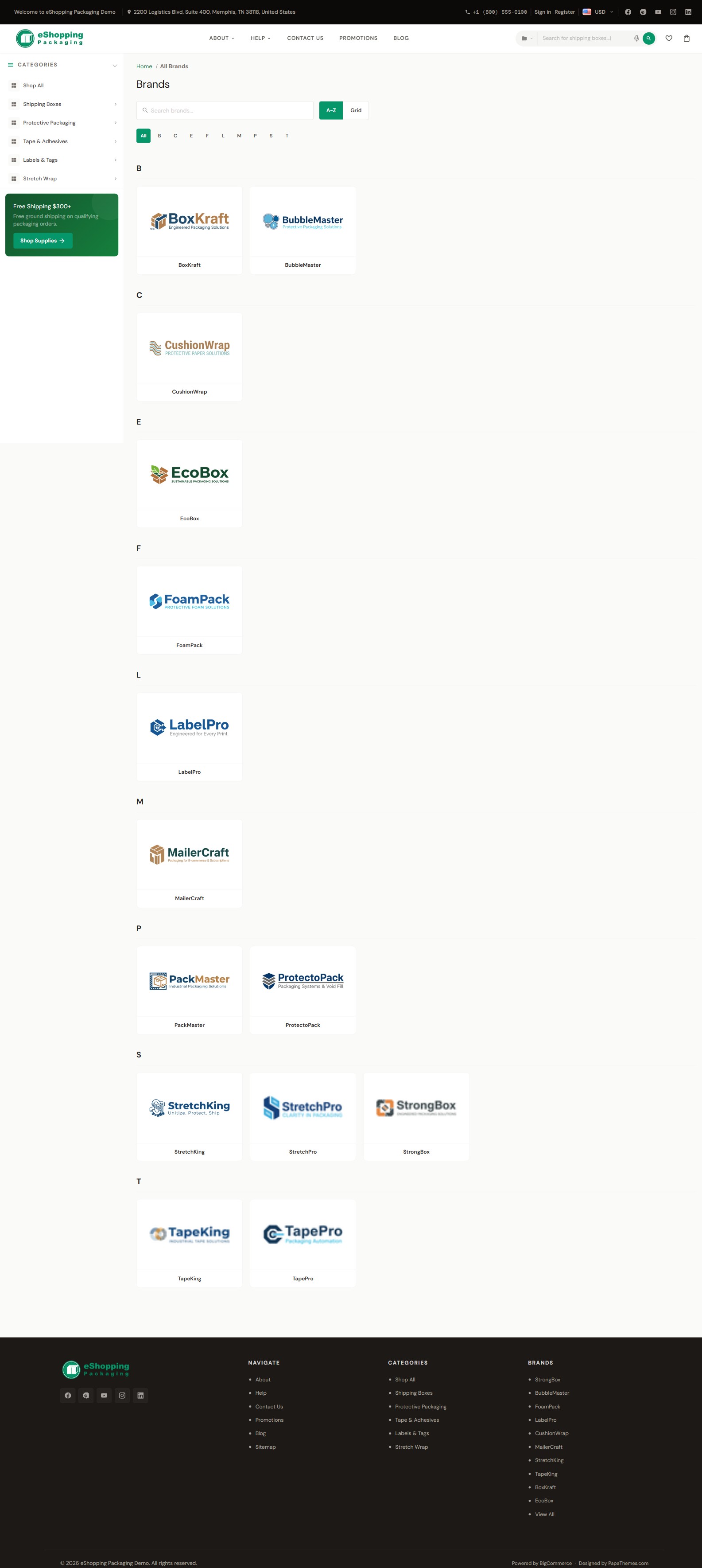 All brands A-Z page