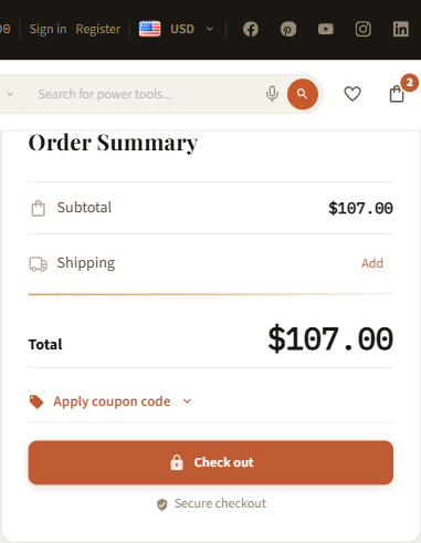 Order summary — secure checkout cue