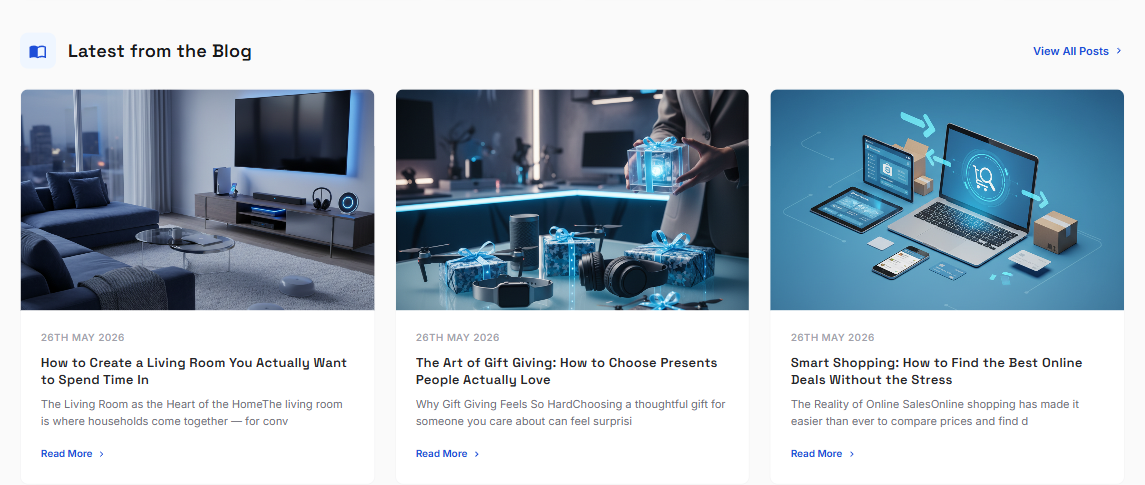 Blog posts on the storefront