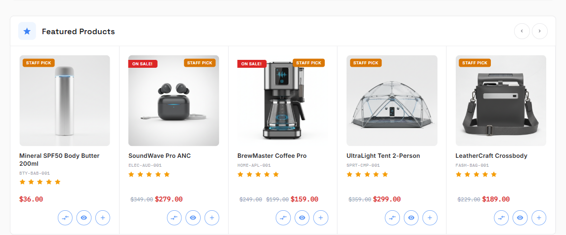 Featured Products on the storefront