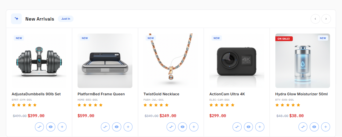 New Arrivals on the storefront