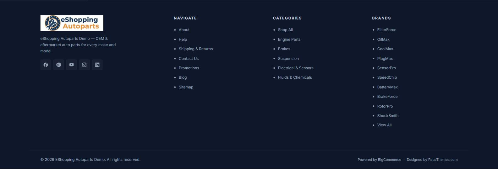 Footer example — Auto Parts