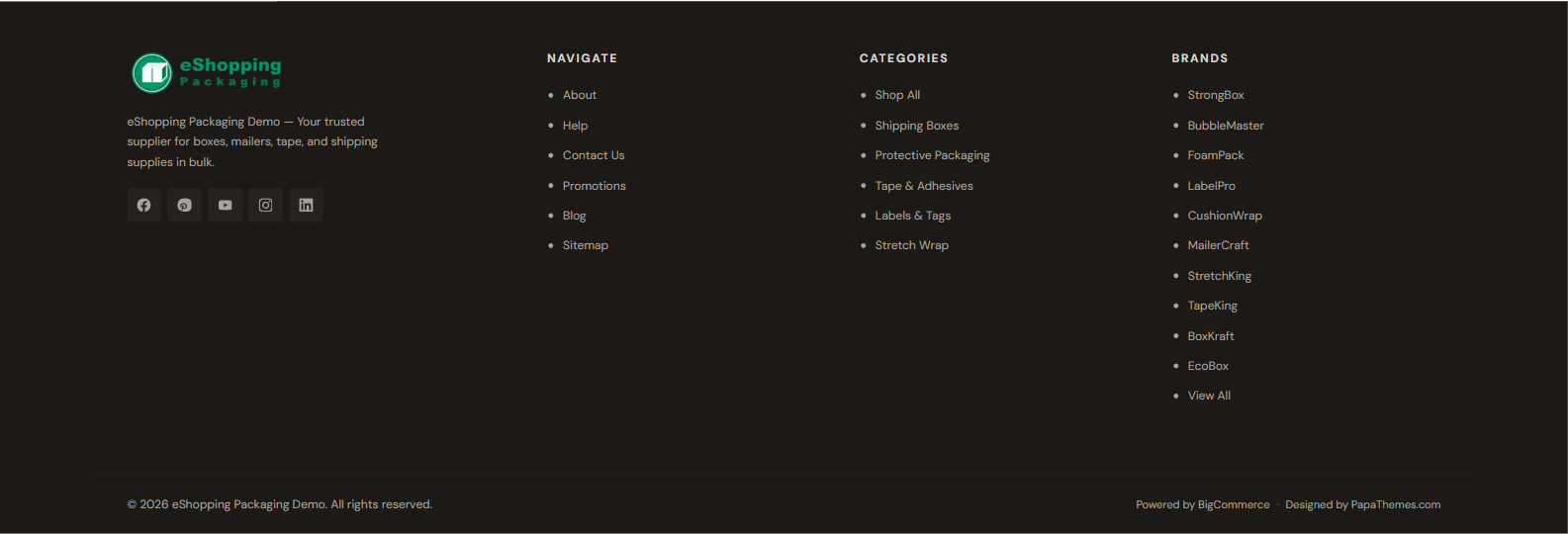 Footer example — Packaging