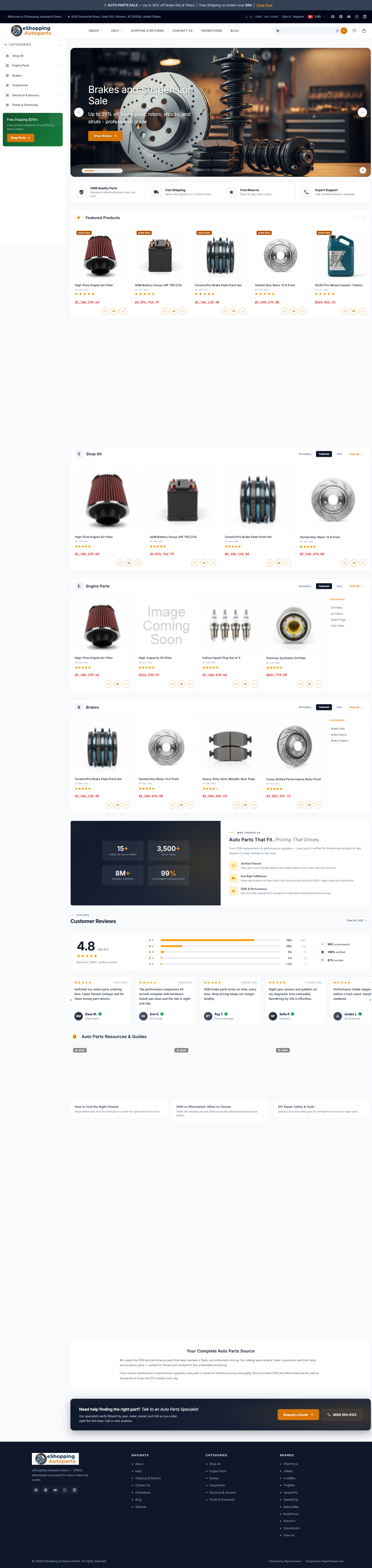 Auto Parts home page composed view