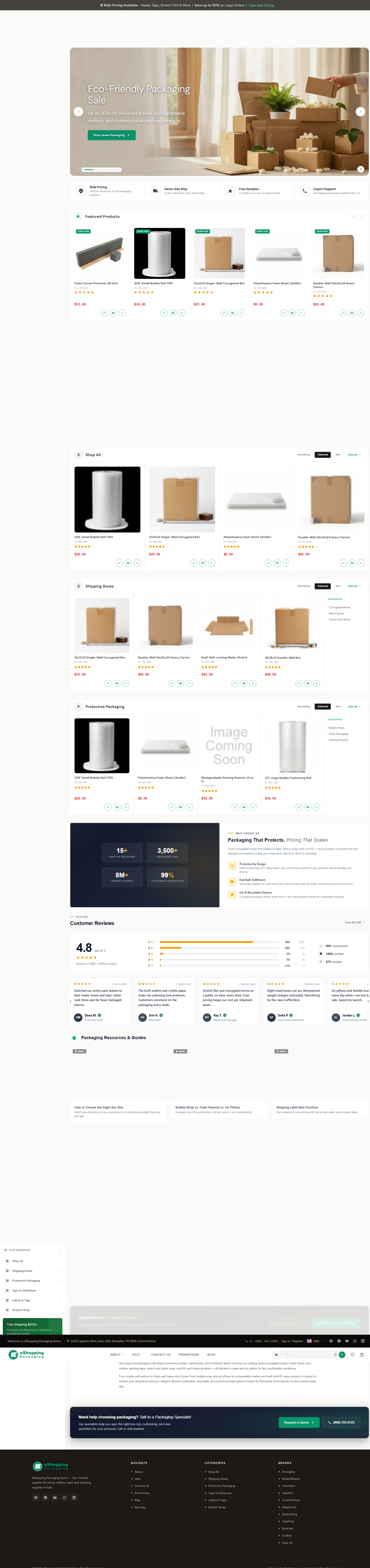 Packaging home page composed view