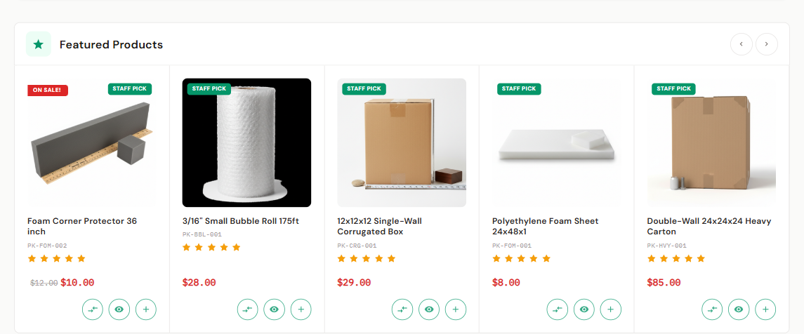 Featured Products on the storefront