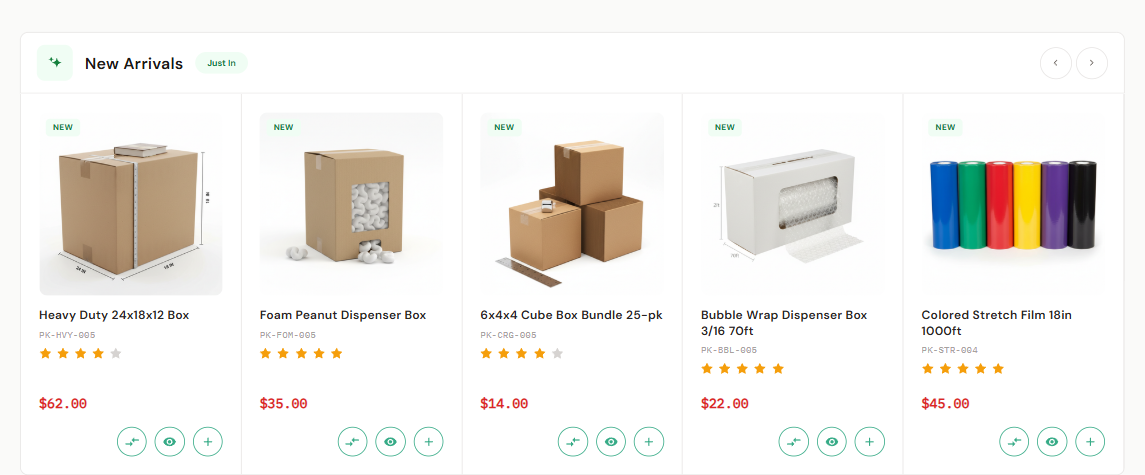 New Arrivals on the storefront