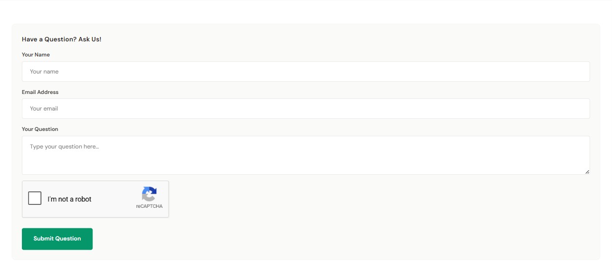 PDP FAQs tab — ask-a-question form