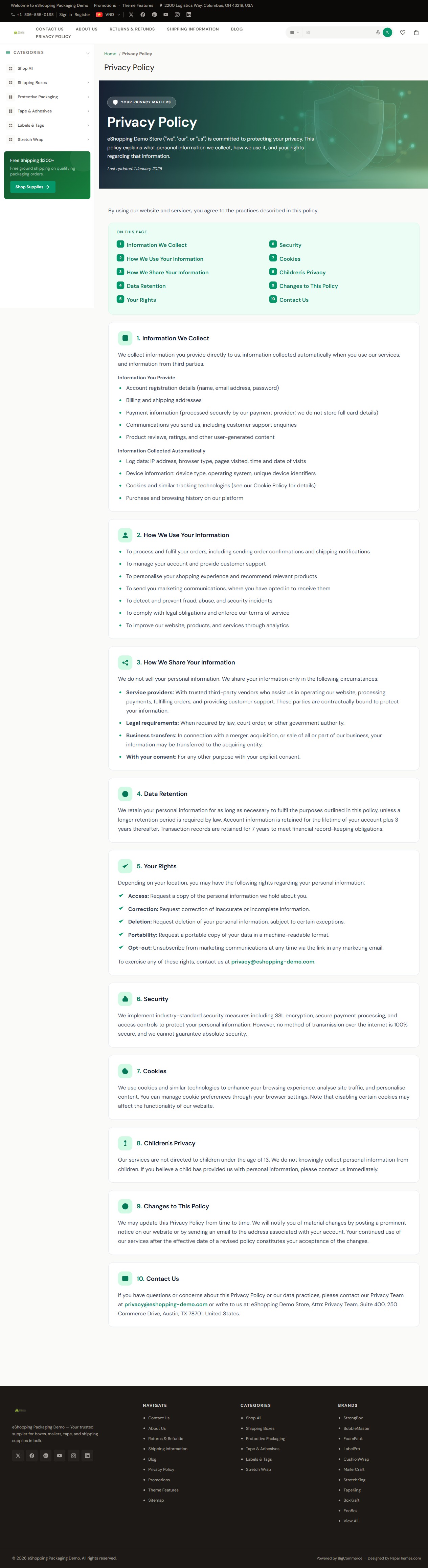 Privacy policy desktop